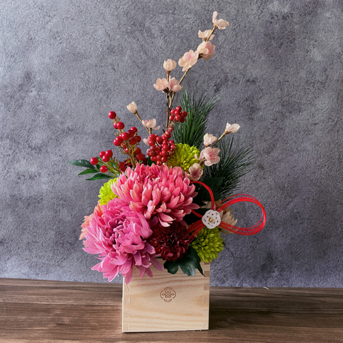 大きな菊のお正月アレンジ お正月飾り 早割お正月2024 アーティ