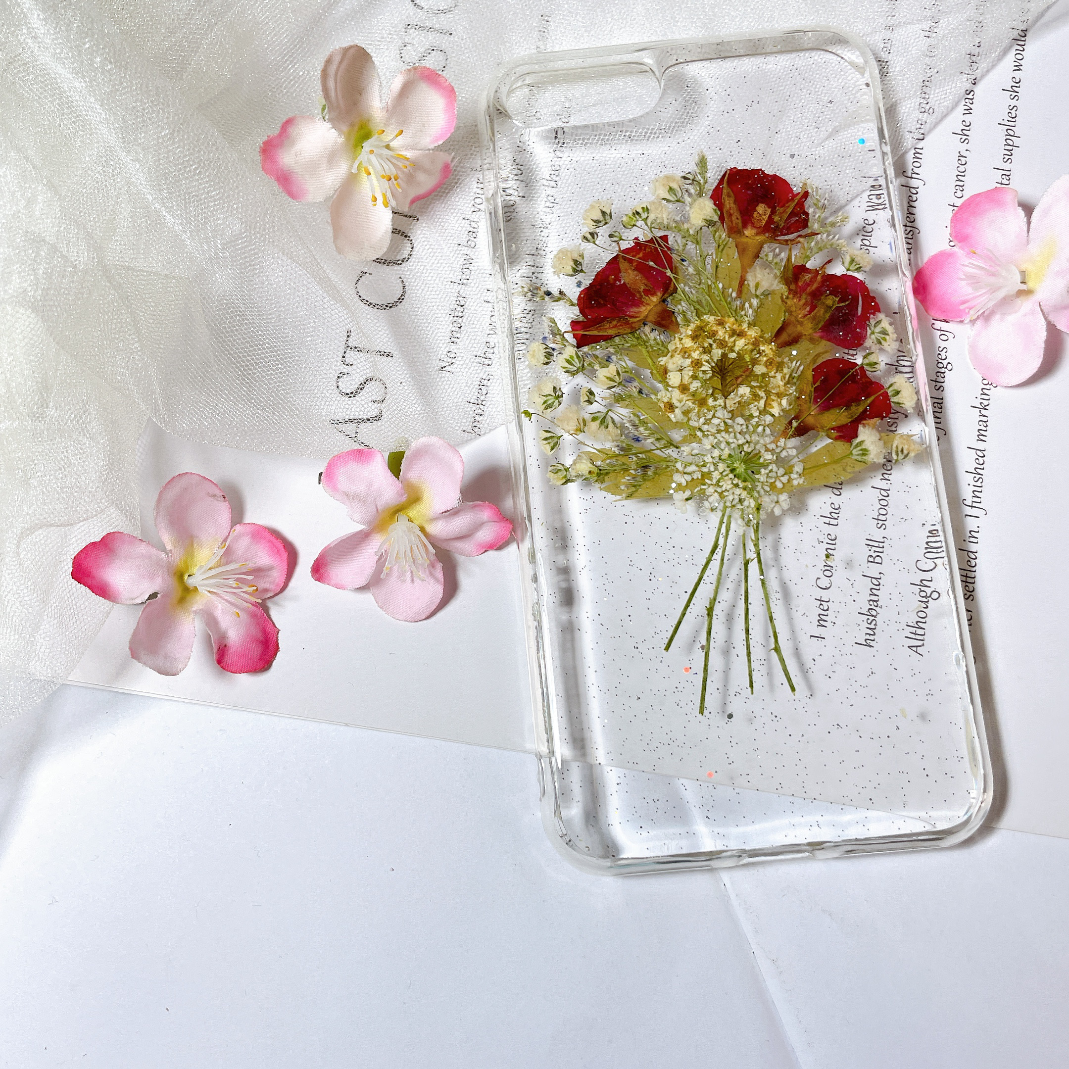全機種対応・.｡*・:iPhone12 手帳型押し花ケース☆花柄