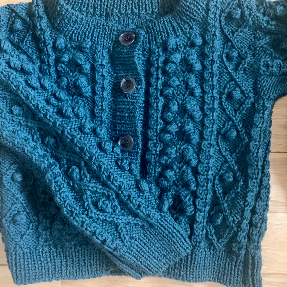 手編みポップル・アラン模様カーディガン G1708668316(13000円)