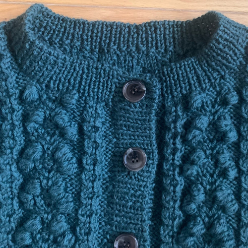 手編みポップル・アラン模様カーディガン カーディガン knit 手編みポップル・アラン模様カーディガン カーディガン knit