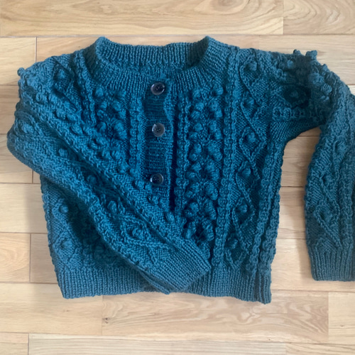 手編みポップル・アラン模様カーディガン カーディガン knit
