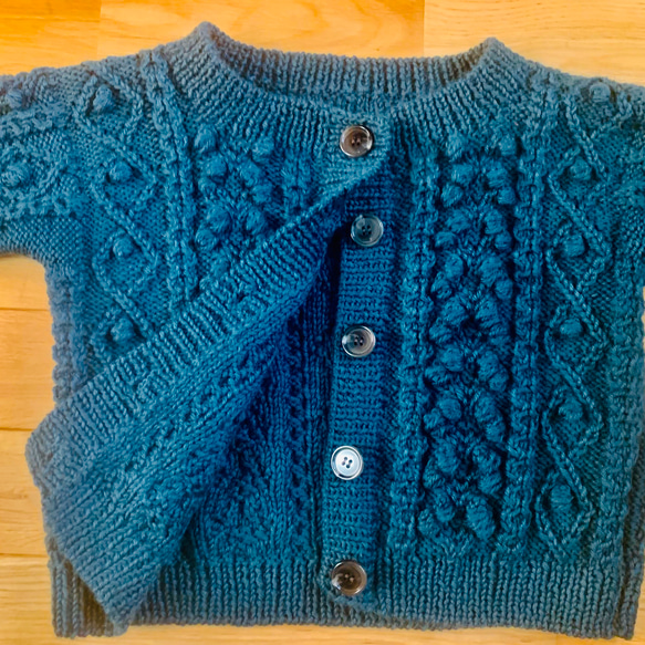 手編みポップル・アラン模様カーディガン G1708668316(13000円)