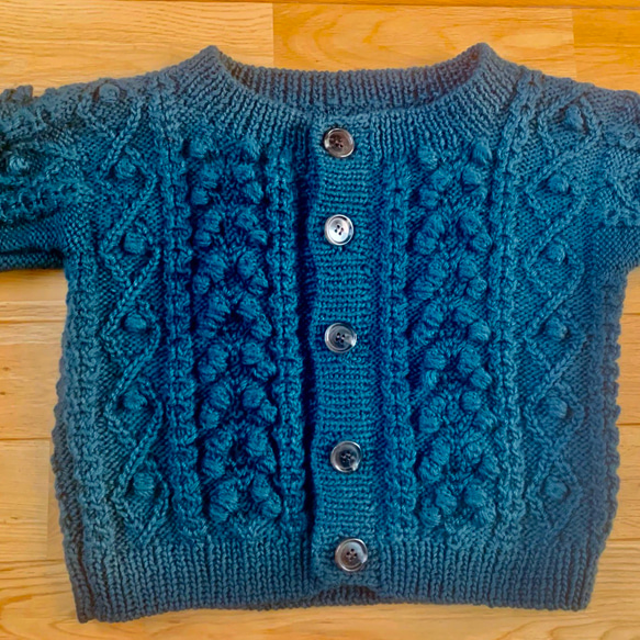 手編みポップル・アラン模様カーディガン G1708668316(13000円)