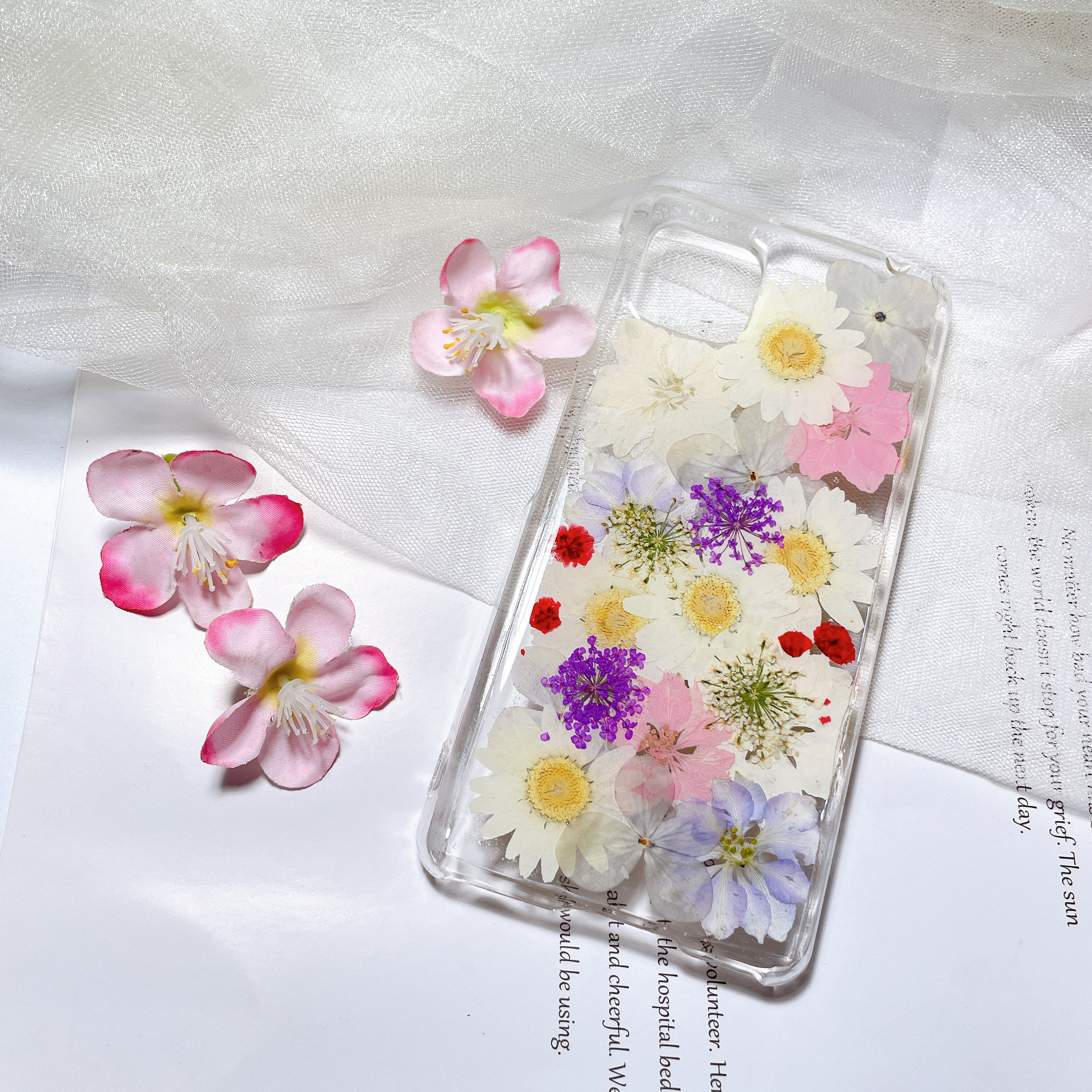 手帳型押し花スマホケース　全機種対応 bouquet01】 押し花スマホケース 全機種対応 手帳型ケース