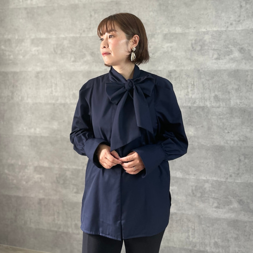 シワなりにくい】大人可愛い リボンが取り外せる 2wayブラウス