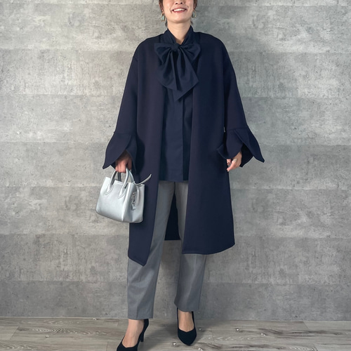 ★とりむね★ poláura プリーツリボン2WAYブラウス【ネイビー】 プリーツリボン2WAYブラウス – poláura OFFICIAL ONLINE STORE