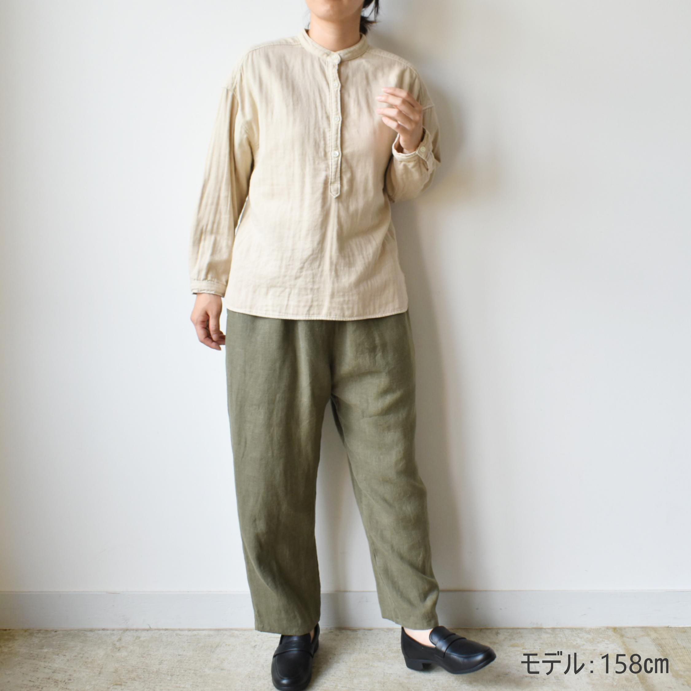 マニッシュだけどやさしい風合いのトリプルガーゼプルオーバーシャツ【SOS213F】