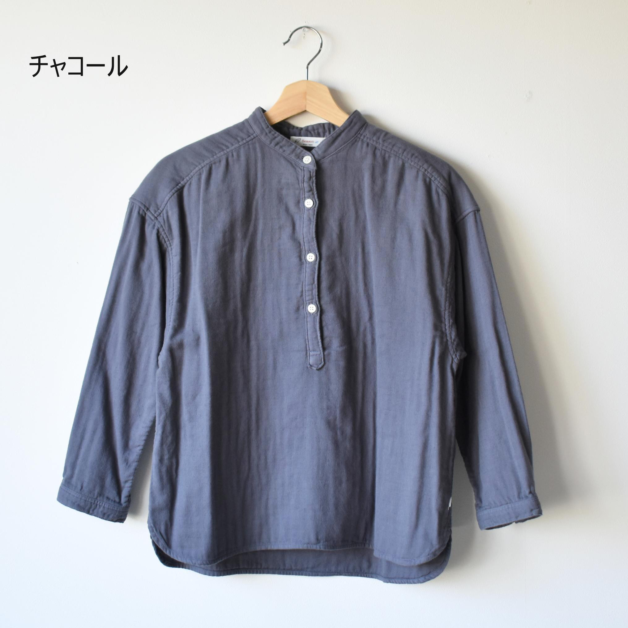 マニッシュだけどやさしい風合いのトリプルガーゼプルオーバーシャツ【SOS213F】