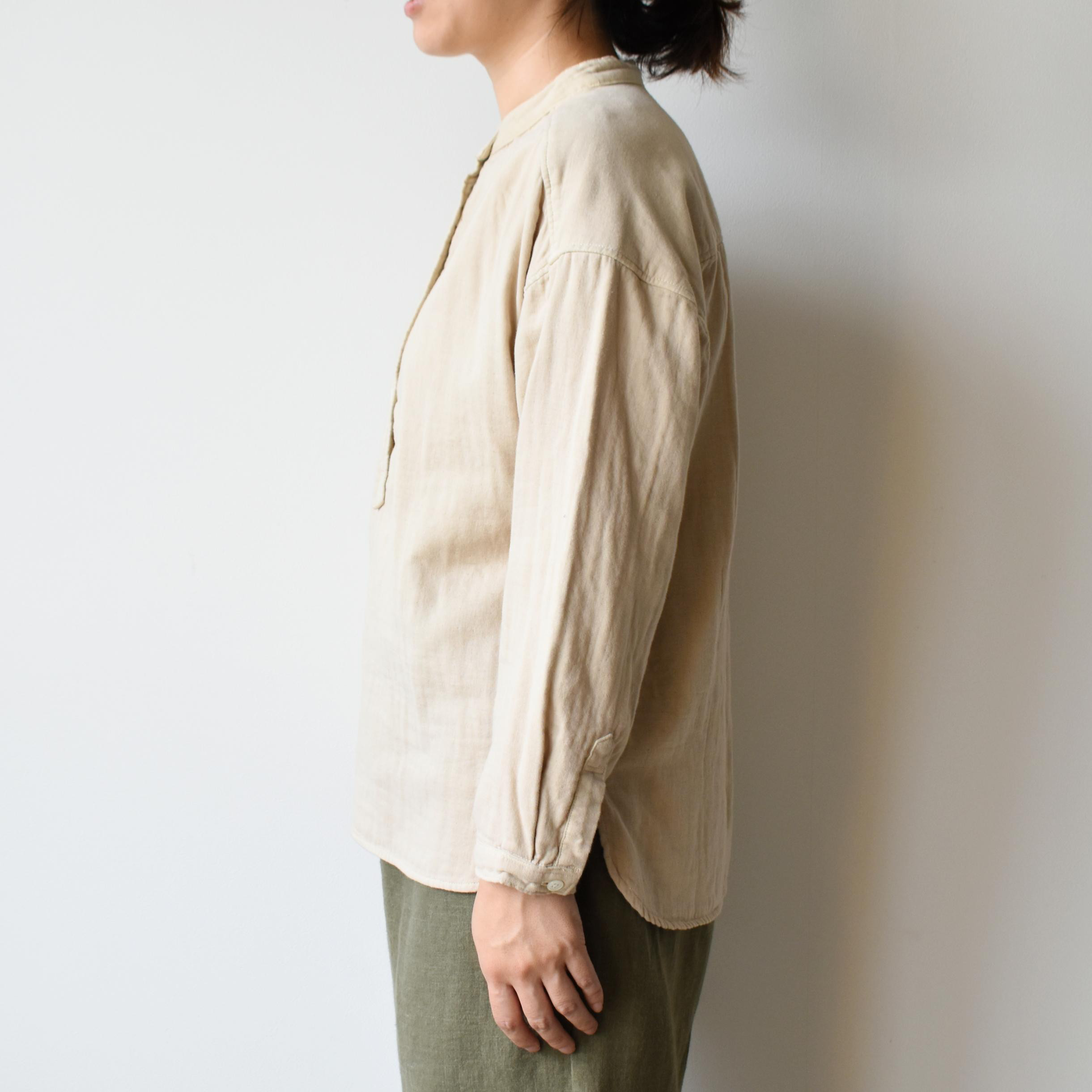 マニッシュだけどやさしい風合いのトリプルガーゼプルオーバーシャツ【SOS213F】