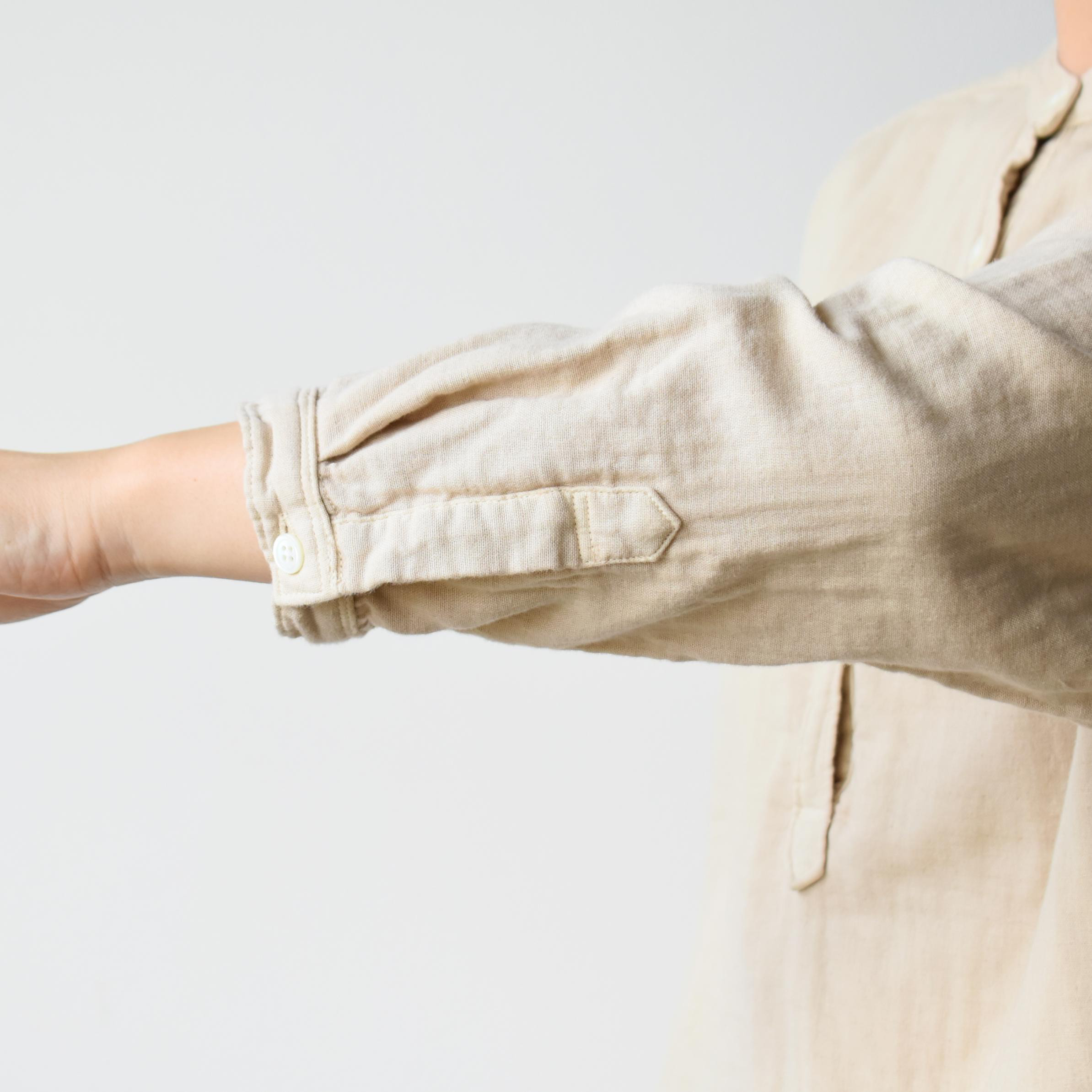 マニッシュだけどやさしい風合いのトリプルガーゼプルオーバーシャツ【SOS213F】