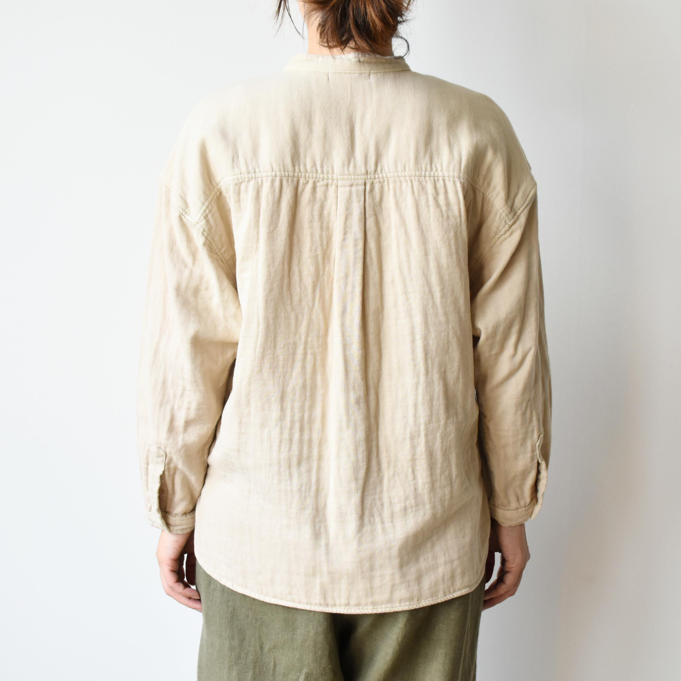 マニッシュだけどやさしい風合いのトリプルガーゼプルオーバーシャツ【SOS213F】