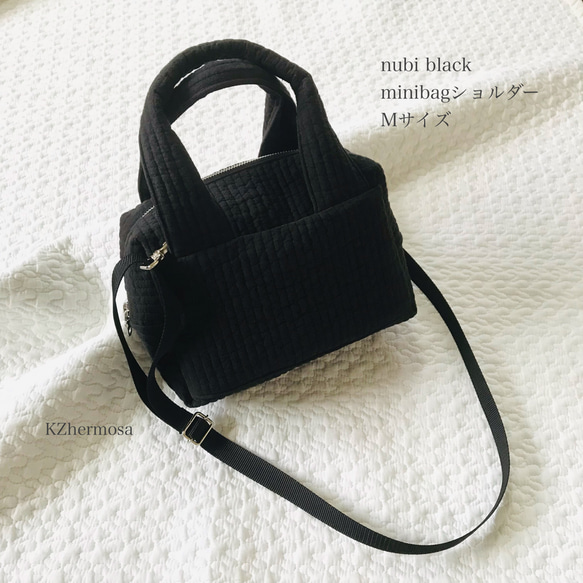 Mサイズ　nubi black minibagショルダー　持ち手太めver. ヌビバッグ　マザーズバッグ　 1枚目の画像