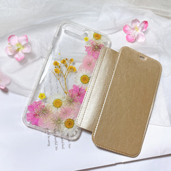 全機種対応･.｡*･iPhone13Pro 手帳型押し花ケース☆花柄☆スマホケースiPhone14☆15 1枚目の画像