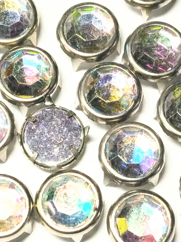 スタッズ レザークラフト ラインストーン8ミリ 白五彩 100個セット