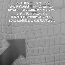ワニ革  半艶マット  レモン（白鞣し）「長財布向け」サイズ No.CM0163 17枚目の画像