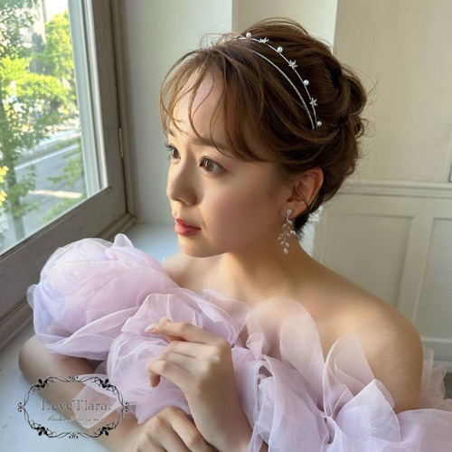 2連ステーションジルコニアカチューシャKA-35|ウエディング 結婚式