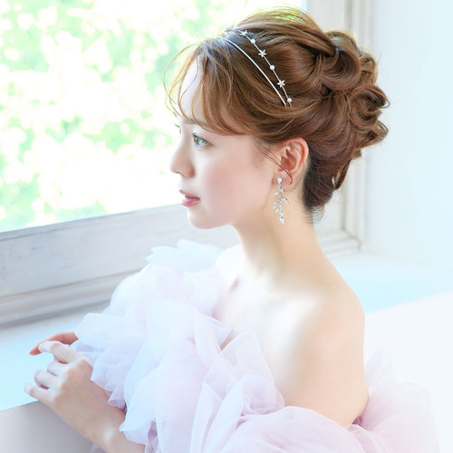 2連ステーションジルコニアカチューシャKA-35|ウエディング 結婚式