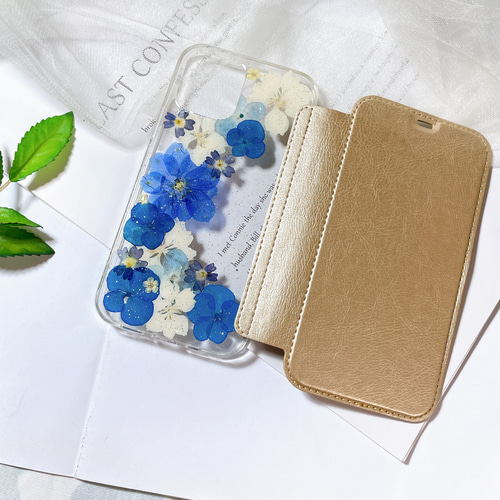 全機種対応・.｡*・iPhone15 手帳型押し花ケース☆花柄☆スマホケース  