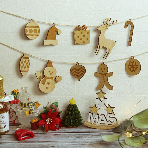 　クリスマスオーナメント　10個セット クリスマス 飾り オーナメント 10個セット 木製（n-so-227） その他