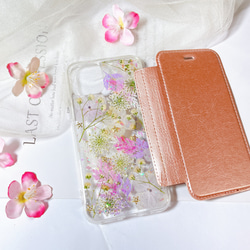 全機種対応･.｡*･iPhone11 手帳型押し花ケース☆花柄☆スマホケースiPhone14☆SE2 2枚目の画像