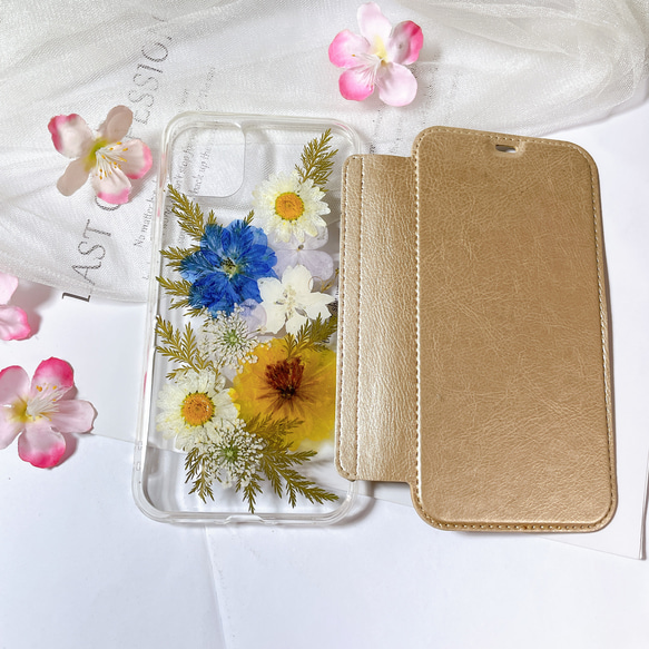 全機種対応･.｡*･Galaxy S22 SC-51C 手帳型押し花ケース☆花柄☆スマホケース☆AQUOS sense 1枚目の画像