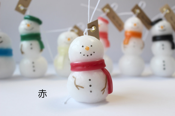 選べるカラーの雪だるまキャンドル/クリスマスオーナメント 3枚目の画像