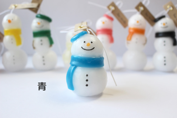 選べるカラーの雪だるまキャンドル/クリスマスオーナメント 5枚目の画像