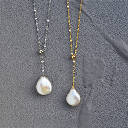 『2 WAY』 淡水パールネックレス　真珠ネックレス　一粒　ゴールド  シルバー　sv925 ネコポス送料無料 4枚目の画像