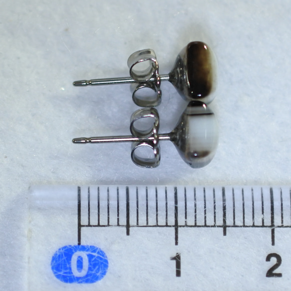 （1 件）條紋縝瑪瑙方形耳環（6 毫米，鈦柱） 第5張的照片