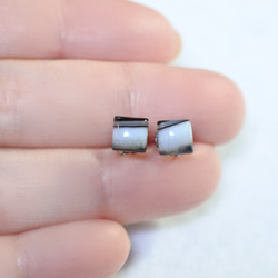 （1 件）條紋縝瑪瑙方形耳環（6 毫米，鈦柱） 第4張的照片