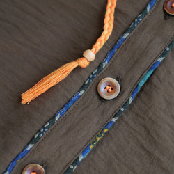 臉龐華麗◎人造絲襯衫配印度刺繡絲帶（23w-09）棕色 第18張的照片