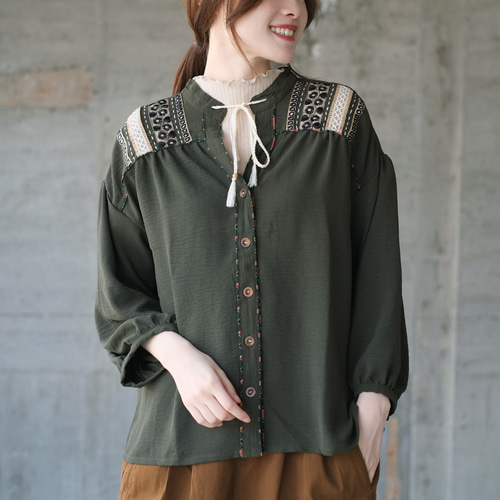 ローズアンナ(ROSEANNA) 刺繍入りブラウス 凄 テンセルコットン 