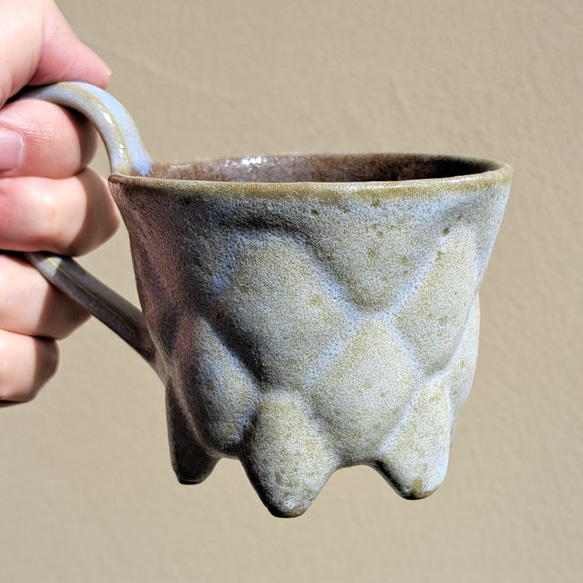 【Creema陶器市2024】玉サボテン様灰枯れ飴コーヒーカップ、約150cc 2枚目の画像