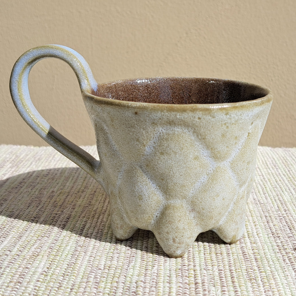 【Creema陶器市2024】玉サボテン様灰枯れ飴コーヒーカップ、約150cc 1枚目の画像
