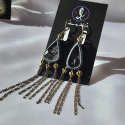 シュンガイトのマクラメピアス 8枚目の画像