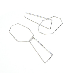 【4件】ejp494 大精緻搖曳八角，長方形銀飾，連接器 第1張的照片