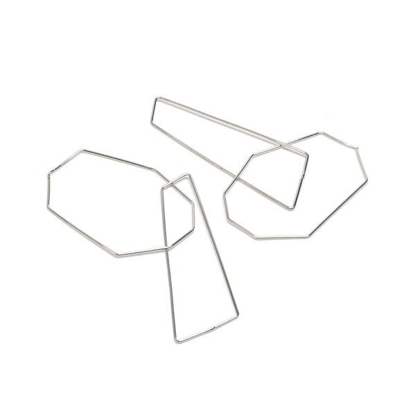 【4個入り】ejp494 大ぶり Big 華奢 揺れる 八角形、長方形のシルバーチャーム、コネクター 2枚目の画像