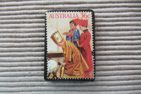 オーストラリア　クリスマス切手ブローチ9102 1枚目の画像