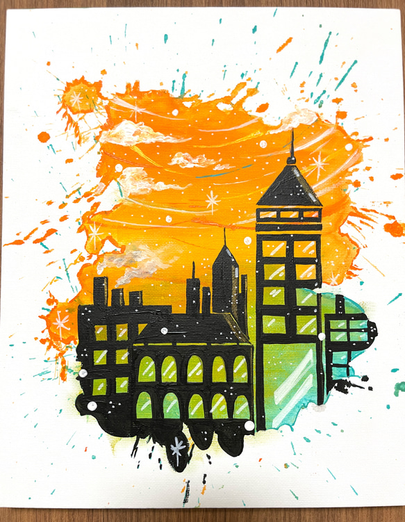 某メーカー はじけてSunset アクリル画 アクリルアート キャンバスアート 絵画