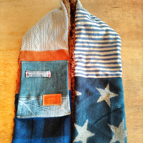 デニム ふわもこ パッチワークマフラー ① マフラー yuyu511 通販