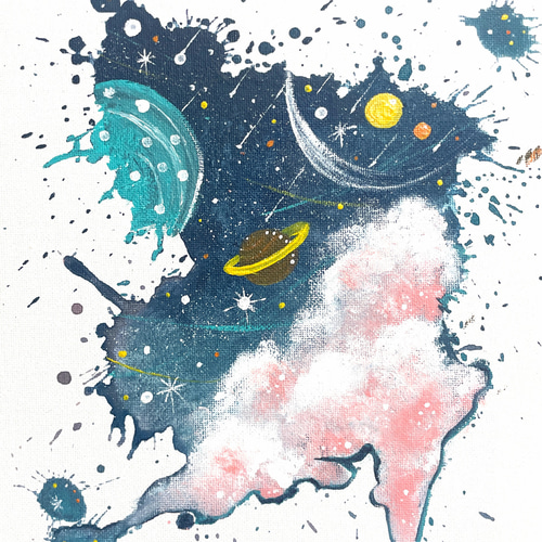 はじけてSpace アート 原画 インテリア プレゼント おしゃれ