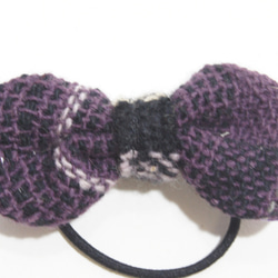 さをり織り　★手織りのリボンヘアゴム★  さおり織り　紫　パープル　一点物　 2枚目の画像