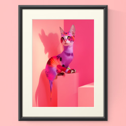 ゆめかわいいコーラルピンクでメルヘンチックな模様の猫 スカーフ 20枚目の画像