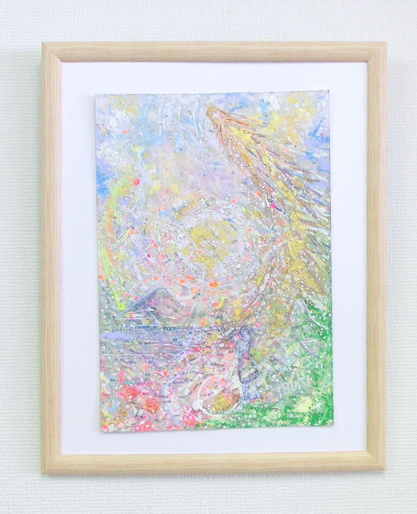 額入り細工絵 原画「豊かな自然の力」 額サイズ44×55㎝ パワーアート 絵画