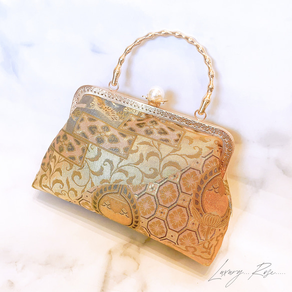 アンティーク　パーティ可能なバック 新作1点物！！高級西陣幻想的なJewelry箔の煌めき上品ゴールド