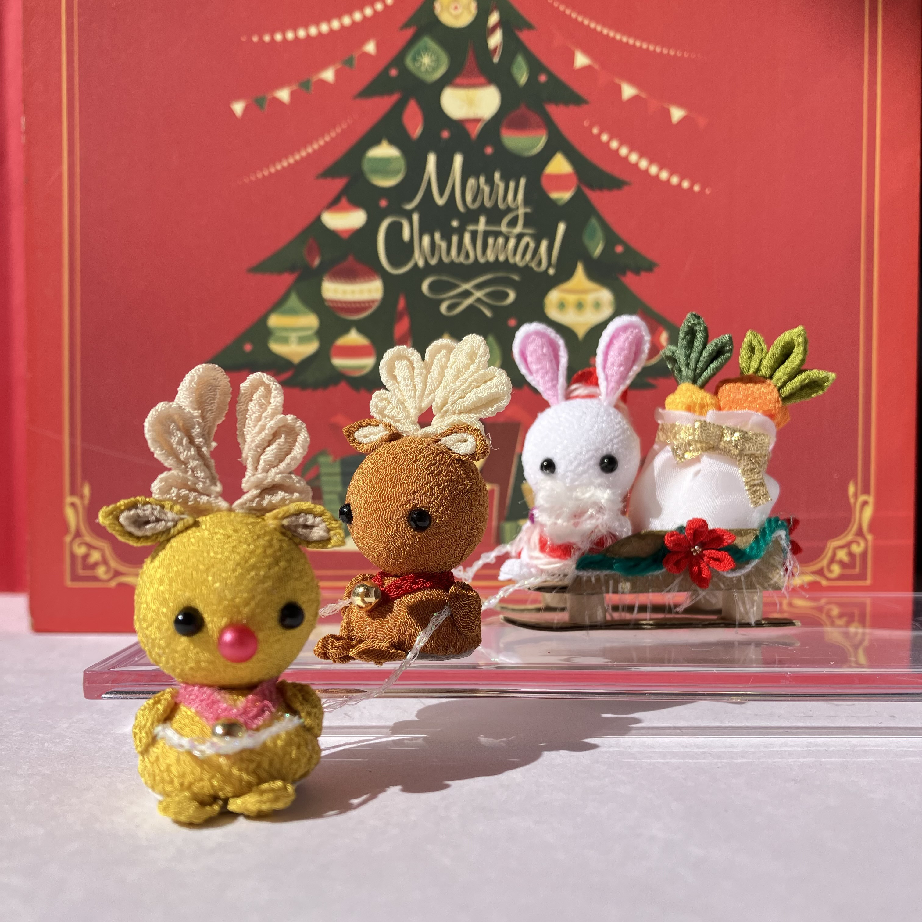 ハンドメイド　クリスマスのうさぎファミリー