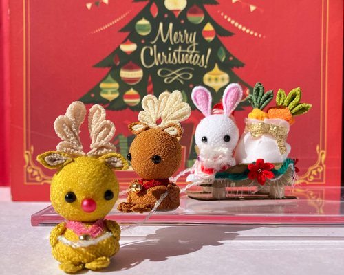 クリスマス☆うさぎタルト クリスマス うさぎサンタと赤鼻のトナカイ プレゼントを届けよう