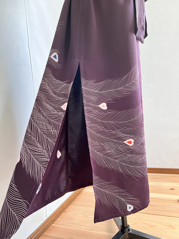 訪問着を羽織って纏って kimono haori  ロングジレ　ロングカーディガン　ロングガウン　着物リメイク　 8枚目の画像