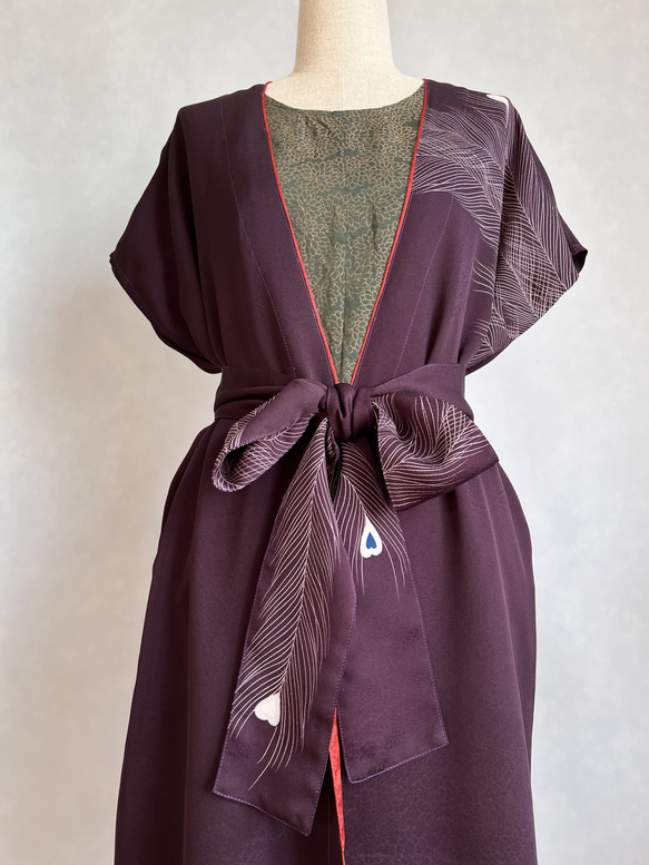 訪問着を羽織って纏って kimono haori  ロングジレ　ロングカーディガン　ロングガウン　着物リメイク　 6枚目の画像