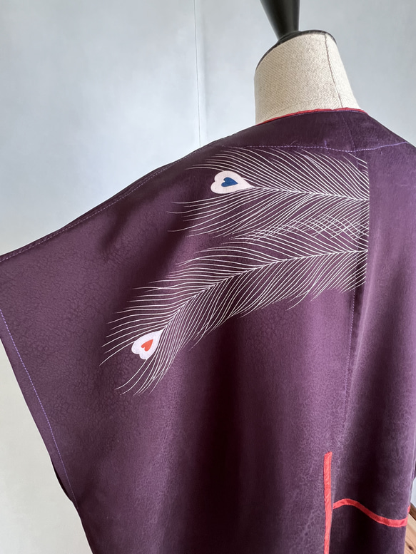 訪問着を羽織って纏って kimono haori  ロングジレ　ロングカーディガン　ロングガウン　着物リメイク　 9枚目の画像